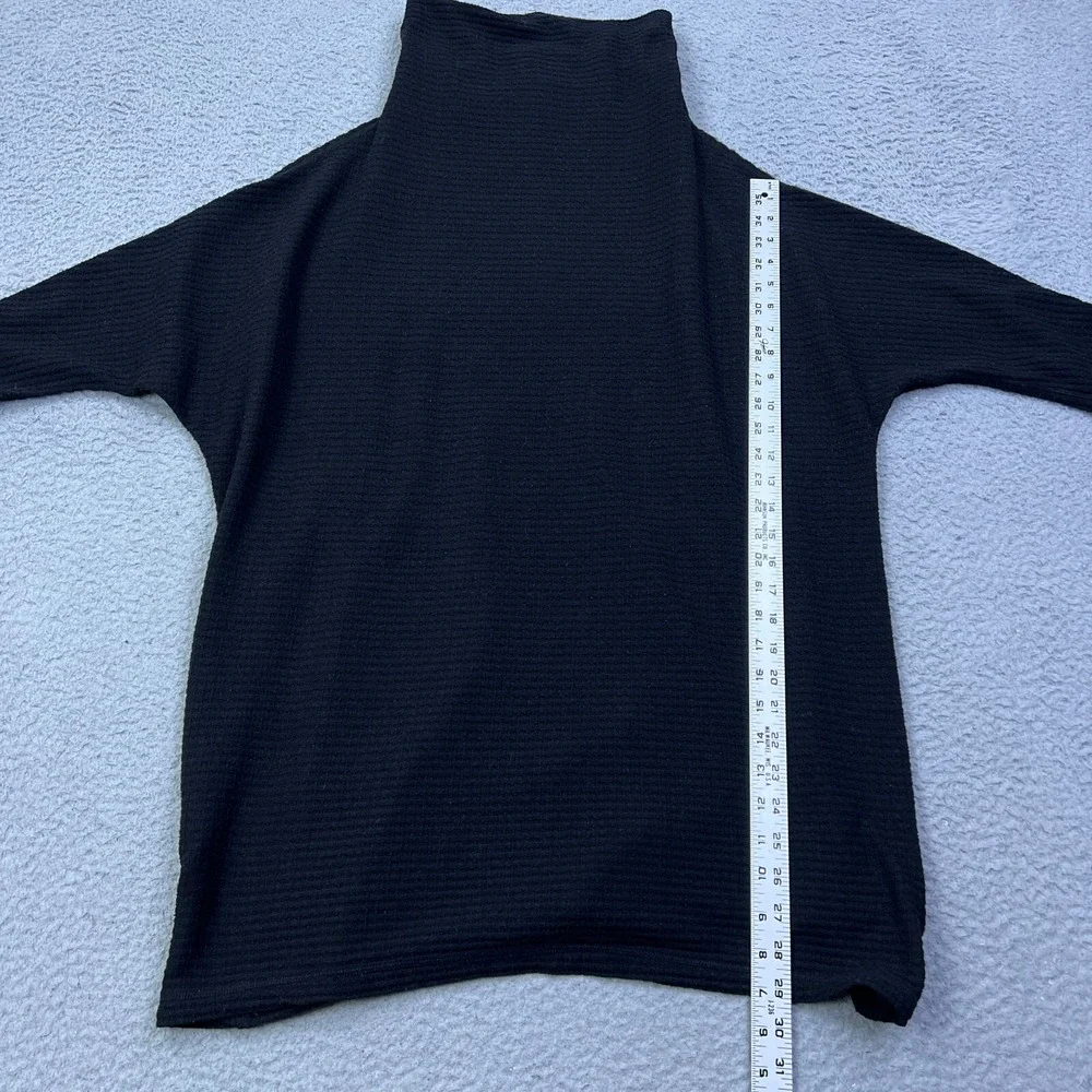 We The Free Kitty Thermal Sweater Women's M Black Funnel Slouchy Oversized‎ Top